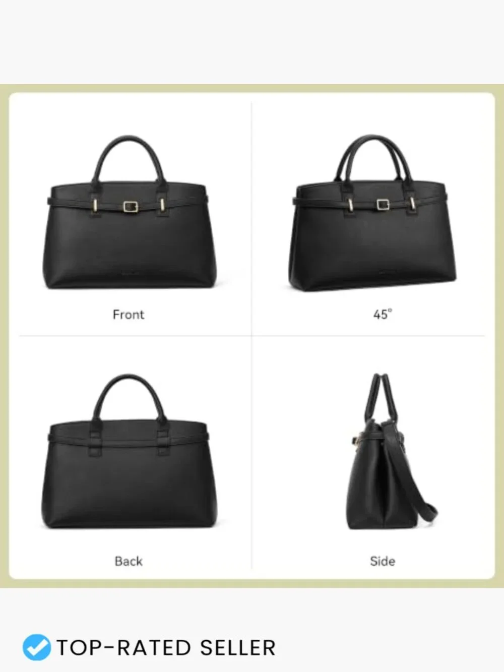 Structured Satchel Handbag Women Work Tote Purse Medium Vegan Leather Crossbody